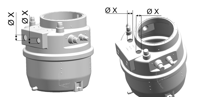 5 Instalace/montáž Ø 79 + 1 u potrubí DN65 (trubka PVC Ø 75) 5.3.3 Vypouštěcí otvor Čerpací stanice o obsahu 200 litrů má ve spodní části vyvedena dvě protilehlá, uzavřená vypouštěcí hrdla DN 40.