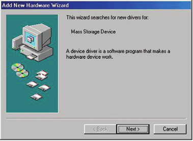618 Windows 98 - dodatek Windows 98 - dodatek jestliže v počítači k instalaci ovladačů nedojde, zobrazí se okno Add New Hardware Wizard (průvodce přidáním nového