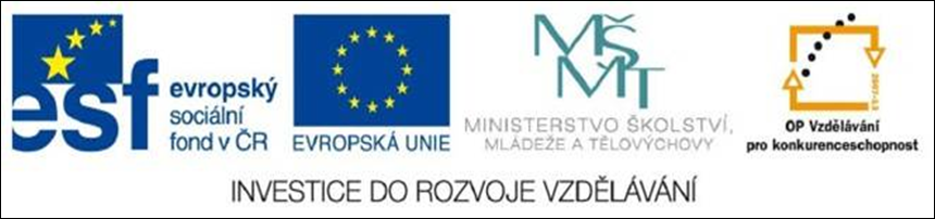 Výukový mtriál yl zprcován v rámci projektu OPVK 1.5 EU peníze školám registrční číslo projektu:cz.1.07/1.5.00/34.1026 Autor: Mgr. Vldimír Mikel zprcováno: 7.12.