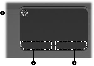 Tlačidlá zariadenia TouchPad Polož ka Popis Funkcia 1 Indikátor vypnutia zariadenia TouchPad Zariadenie TouchPad môžete zapnúť a vypnúť rýchlym dvojitým ťuknutím na indikátor vypnutia zariadenia