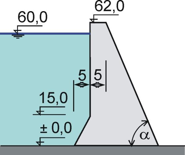 Vorový příklad Vypočtěte velikost hydrostatické síly, působící na m tížné betonové hráe (obráek ) a navrhněte sklon