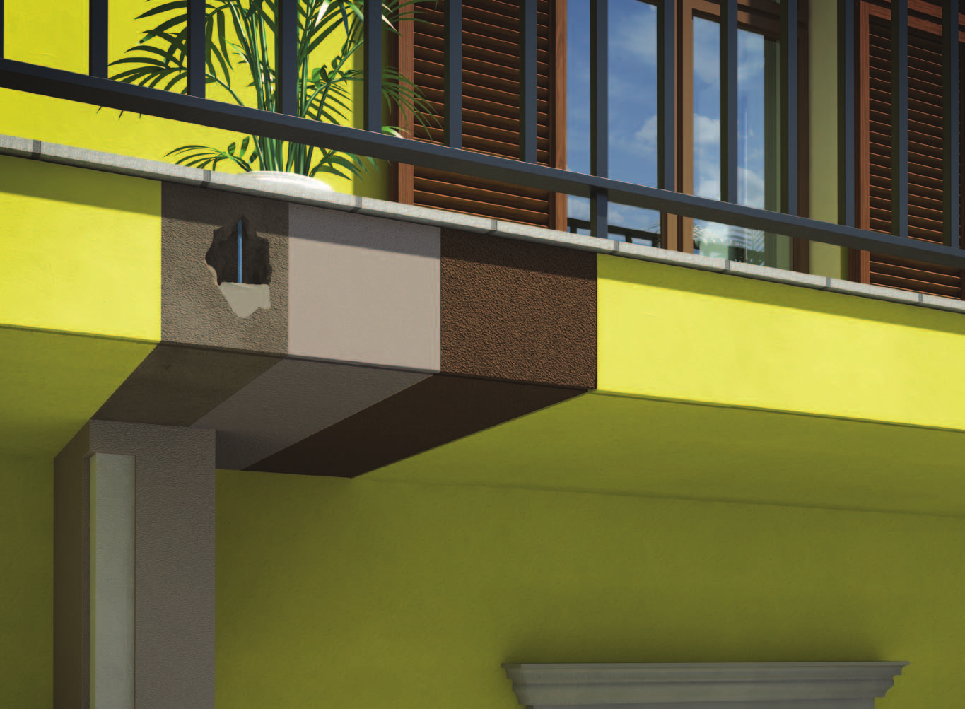 Sanace konstrukce balkonu s pružnou povrchovou