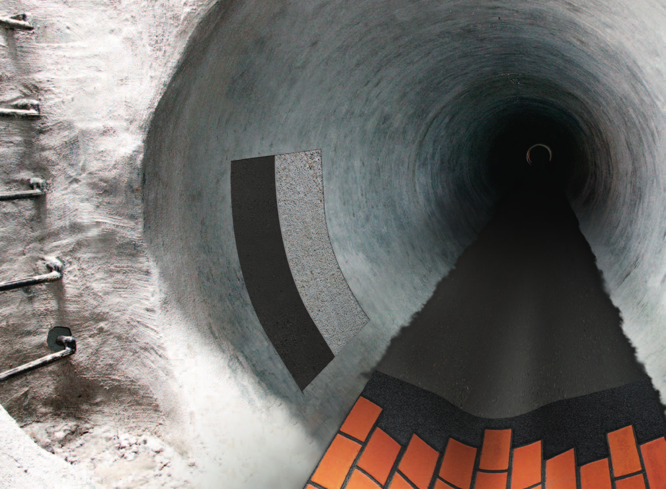 Systém pro sanaci kanalizace 4 cementová izolace Idrosilex Pronto hrubá sanace Mapegrout Rapido otryskaný beton