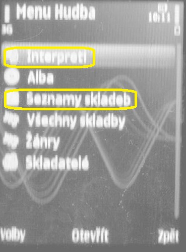 seznamu Přidání skladeb přechod na skladbu / album / interpreta Ne (A6) Ne (A7) Přidání do nového seznamu A3, A4 problém s postupem při tvorbě seznamu skladeb Jestliže se uživatel rozhodne vytvořit