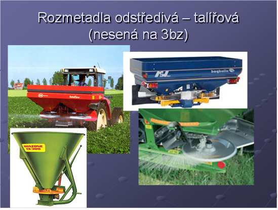 Obr. Schéma odstředivého rozmetadla tuhých průmyslových hnojiv s vodorovným rozmetacím kotoučem: 1