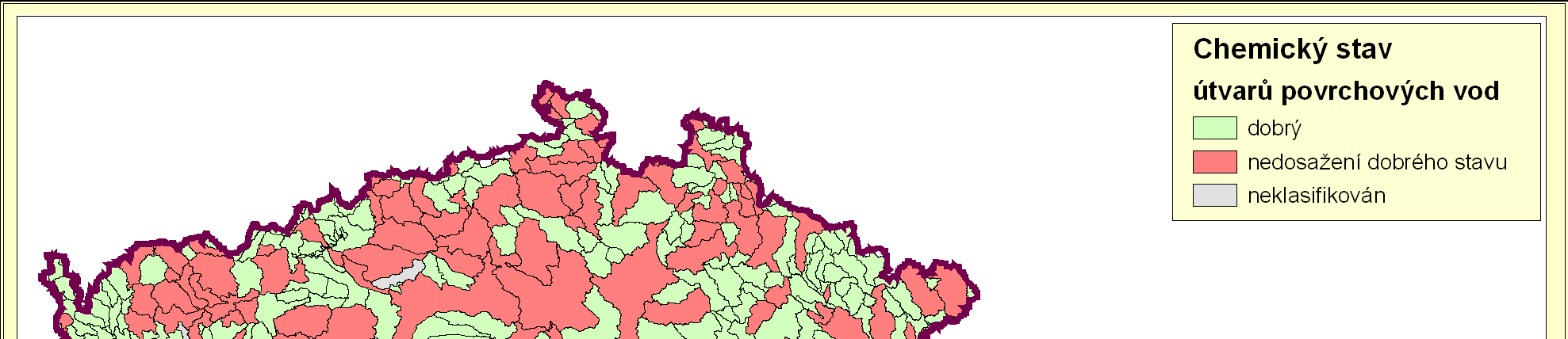 Obrázek 2: Chemický stav útvarů povrchových vod ČR Významným rizikem pro kvalitu