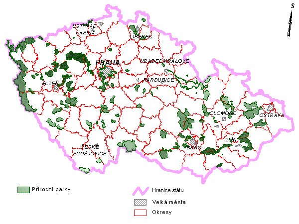 Příloha č. 15 - Mapa přírodních parků v ČR Pramen: http://www.ochranaprirody.cz Příloha č.