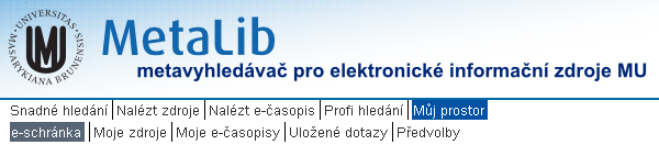 V. Sekce Můj prostor 10 Sekce Můj prostor slouží ke správě: vlastních vyhledávacích skupin, uložených časopisů, uložených dotazů pro vyhledávání, nalezených výsledků.