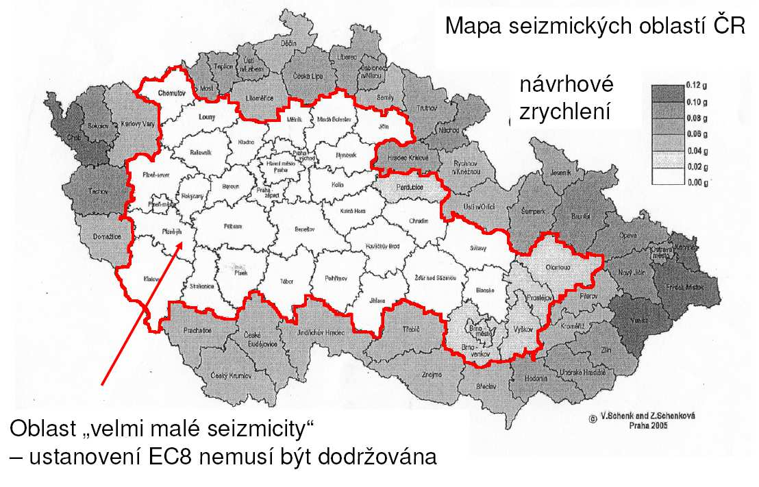 Seizmické oblasti ČSN EN 1998-1, 3.2.