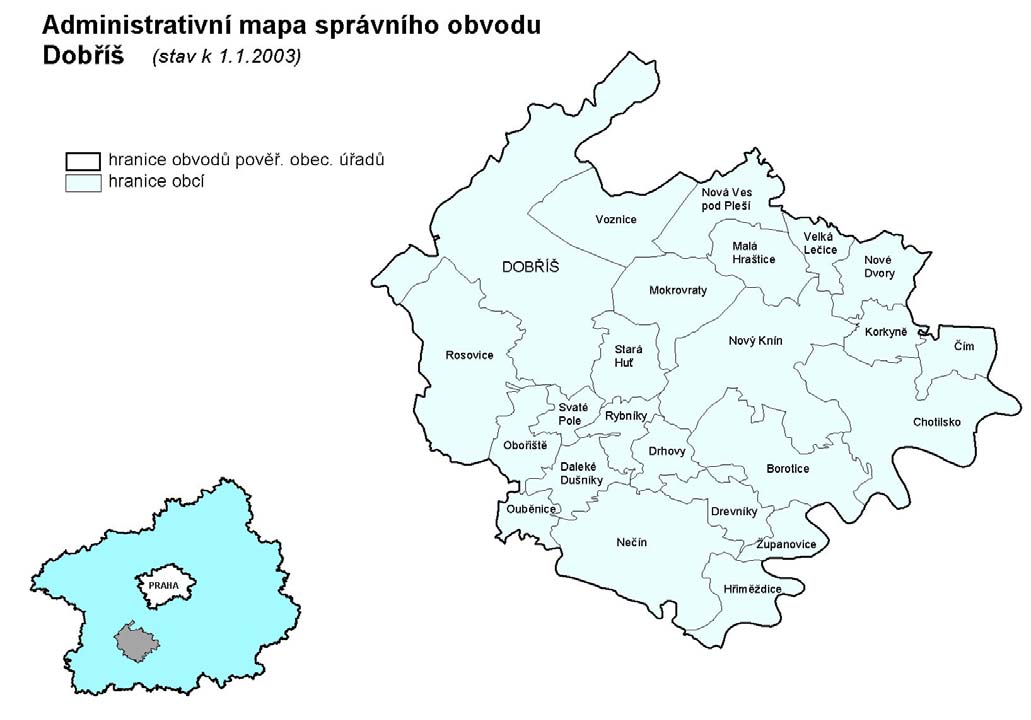 Dobříš Správní obvod Dobříš se nachází v jižní části Středočeského kraje obklopen obvody Příbram, Hořovice, Beroun, Černošice, Benešov a Sedlčany.