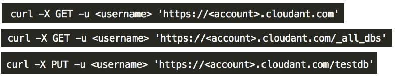 Cloudant HTTP API a nástroje HTTP RESTful API -GET PUT POST DELETE COPY -HTTP požadavek ve formě množiny URI endpoints Nástroje pro přímý