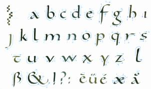 Gotické písmo - styl vychází původně z karolinského písma, postupně zredukoval a zhranatěl, písmena se lomí, je krásné, ale špatně čitelné.