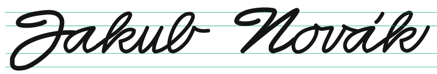 Minuska psaná redisperem Minuska psaná kaligrafickým perem na papír A4 na šířku narýsuj osnovu a napiš minuskami abecedy první