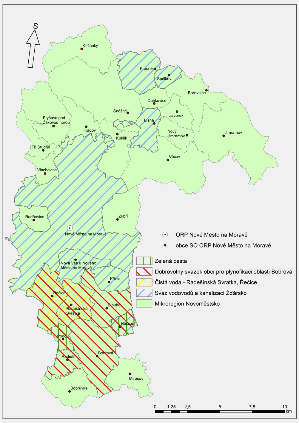 2 Souhrnná zpráva za všechny DSO v území Ve správním obvodu ORP na Moravě působí 4 dobrovolných svazků obcí (Čistá voda Radešínská Svratka, Řečice; Mikroregion