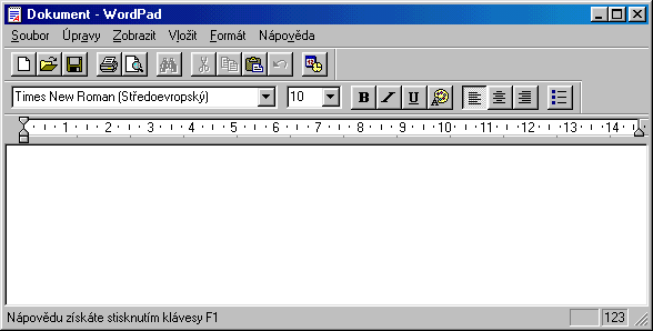 WordPad MS WordPad patří do skupiny textových editorů.