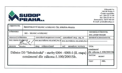 pro proces EIA podle zák. 100/2001 Sb. I.