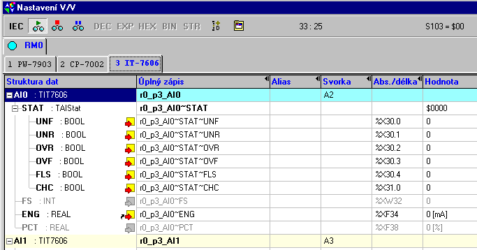 6. ANALOGOVÝ VSTUPNÍ MODUL IT-7606 6.10. STRUKTURA VSTUPNÍCH DAT Analogový vstupní modul IT-7606 má 32 vstupních 16-ti bitových kanálů.