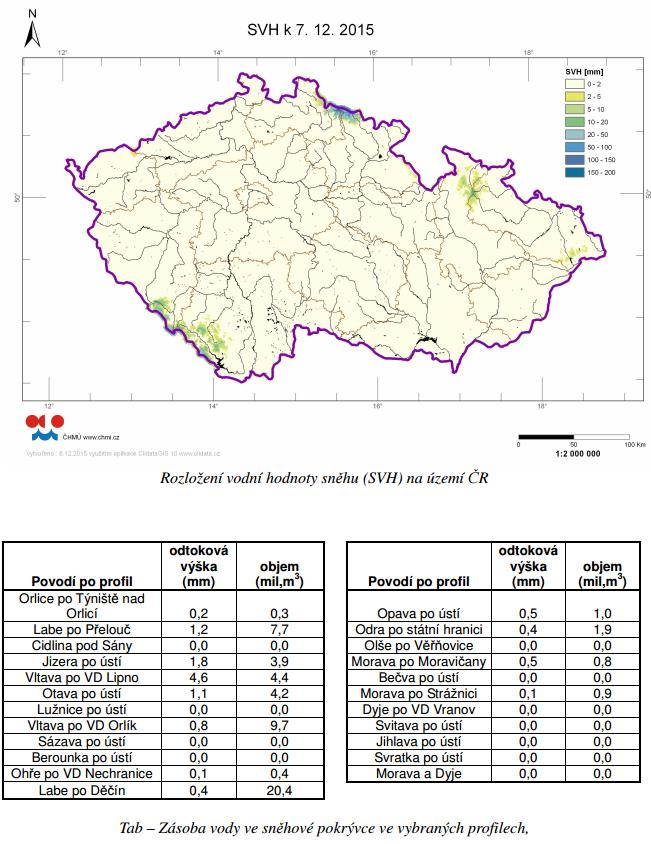 Mapa rozložení vodní hodnoty