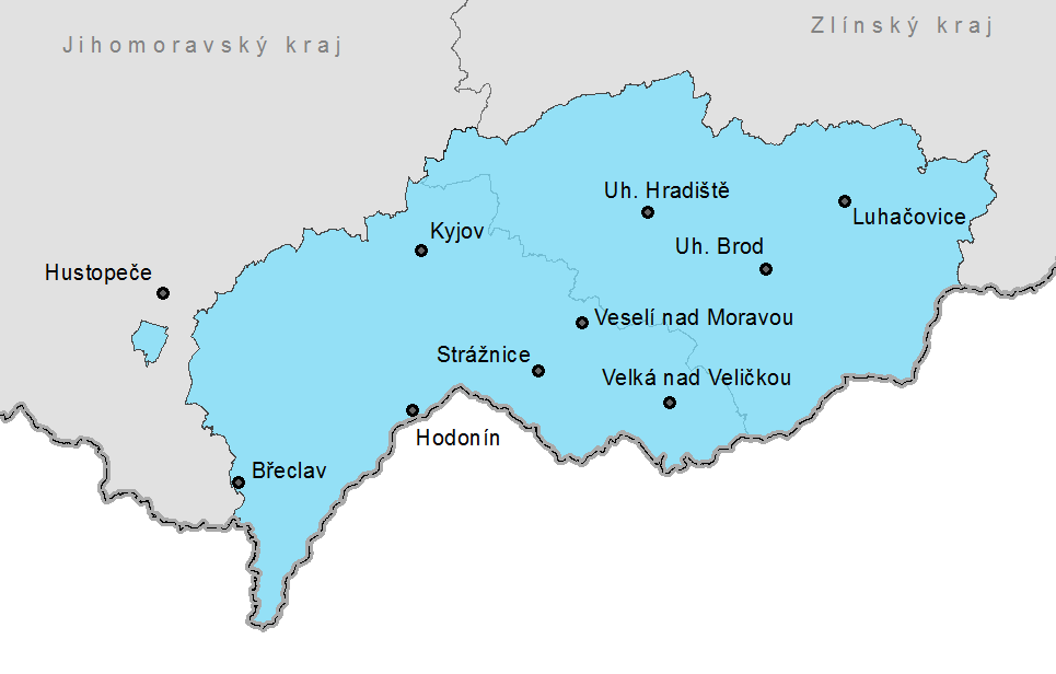 Břeclav, Strážnice, Napajedla, Bzenec a Veselí. Pohled na území Moravského Slovenska tak, jak jej definoval Niederle, je na Obr.