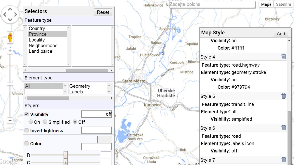 Obr. 37: Vlastní návrh grafického uživatelského rozhraní budoucí mapové aplikace. Obr.