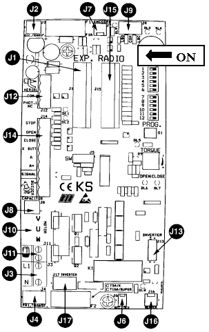 SVORKOVNICE A KONEKTORY J1 SEC:TRANSF. konektor pre sekundárny transformátor J2 - AERIAL anténa 433 MHz COM spoločný bod PHOT.