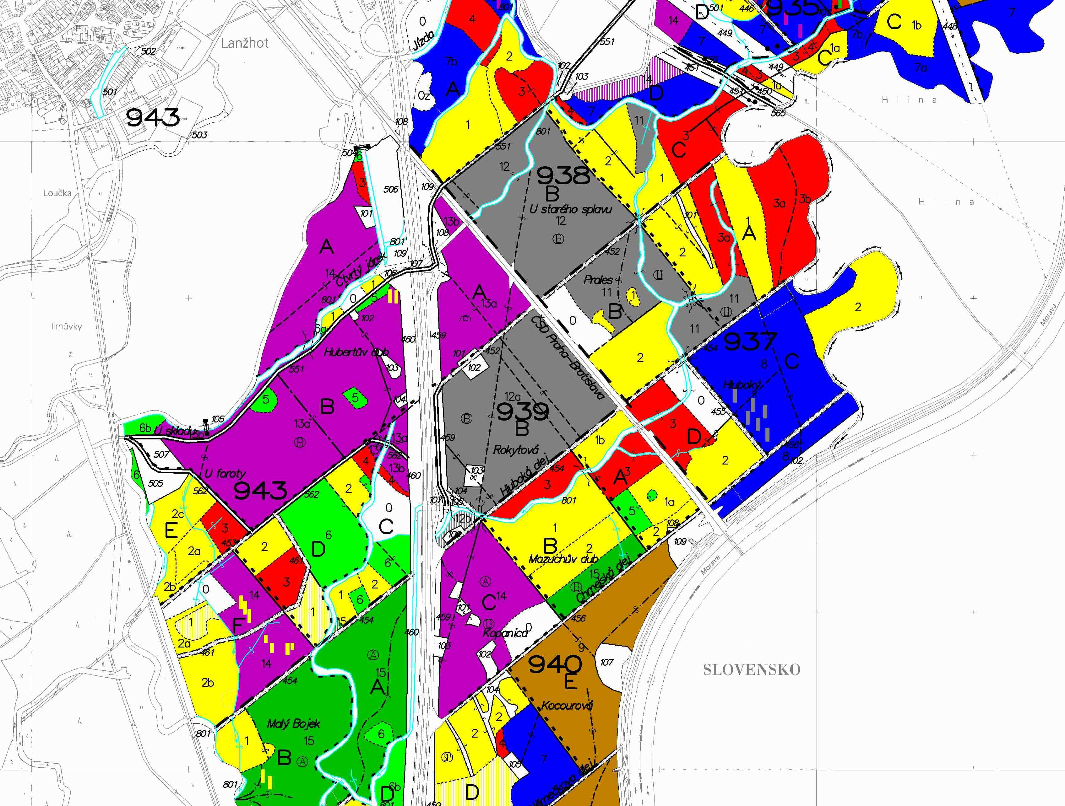 Obr. 8 Hospodářská mapa lokalita Tvrdonice 4.2 Výběr stromu Vybrané stromy jsou ze stejného porostu a podobných průměrů, proto se předpokládá, že jejich věk je přibližně stejný.