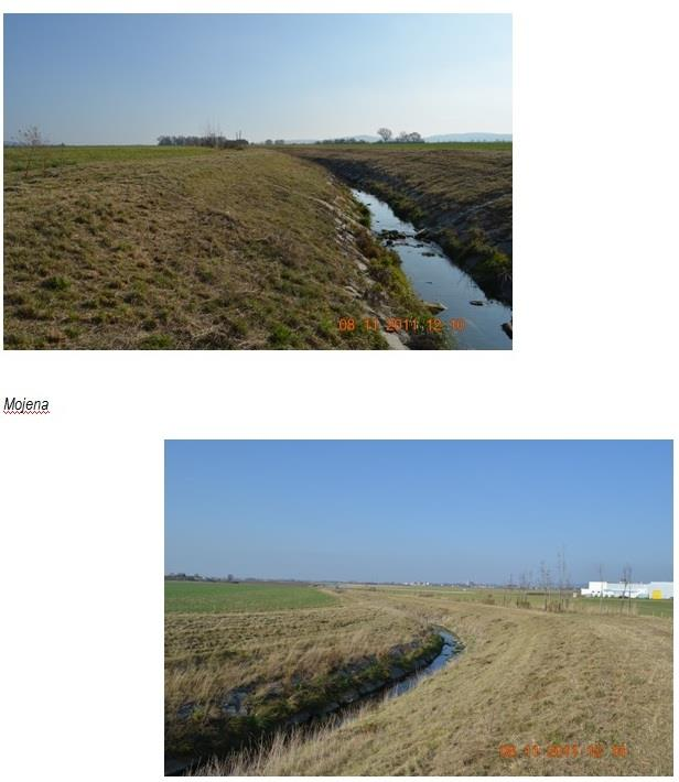 A22 Mojena: Jedná se břehy a horní hrany nového koryta říčky Mojeny v úseku od soutoku s Přílepským potokem po zaústění do zatrubnění na jižním okraji SPZ Holešov.