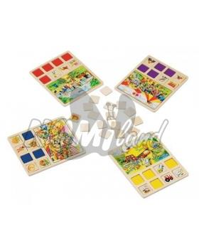 Obsahuje dřevěnou desku a 36 dílů, rozměr 31 x 31 HR283 Najdi nové kartičky Tato hra je pro 2-4 hráče, je zaměřená na procvičování pohotovosti a paměti.