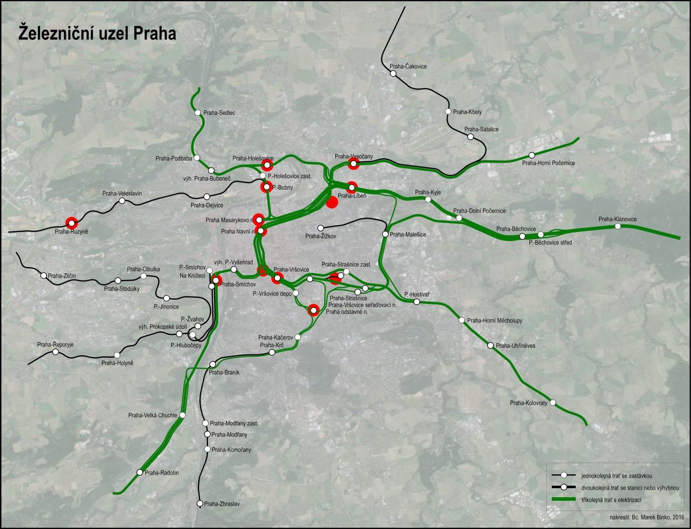 uzlu, který lze ohraničit stanicemi Bubny, Holešovice, Vysočany, Libeň, Vršovice, ONJ a Smíchov. Výjimkou je žst. Praha-Ruzyně, která by v budoucnu měla sloužit mj.