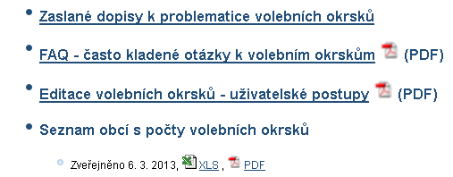 VOLEBNÍ OKRSKY Editace volebních okrsků uživatelské postupy