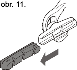 Výměna brzdové destičky U brzd vybavených integrovanými lůžky brzdových destiček povolte upevňovací šroub A (obr. 9.) imbus. klíčem (5 mm) a vyměňte celé lůžko i s opotřebenou destičkou.