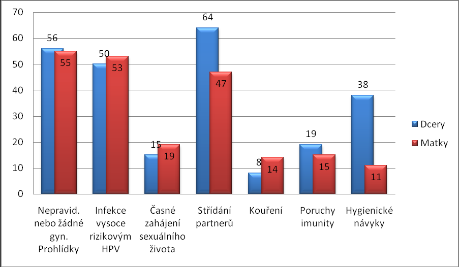 Otázka 13: Jaké rizikové faktory se podle Vás podílejí na vzniku rakoviny děložního čípku? Graf 16.