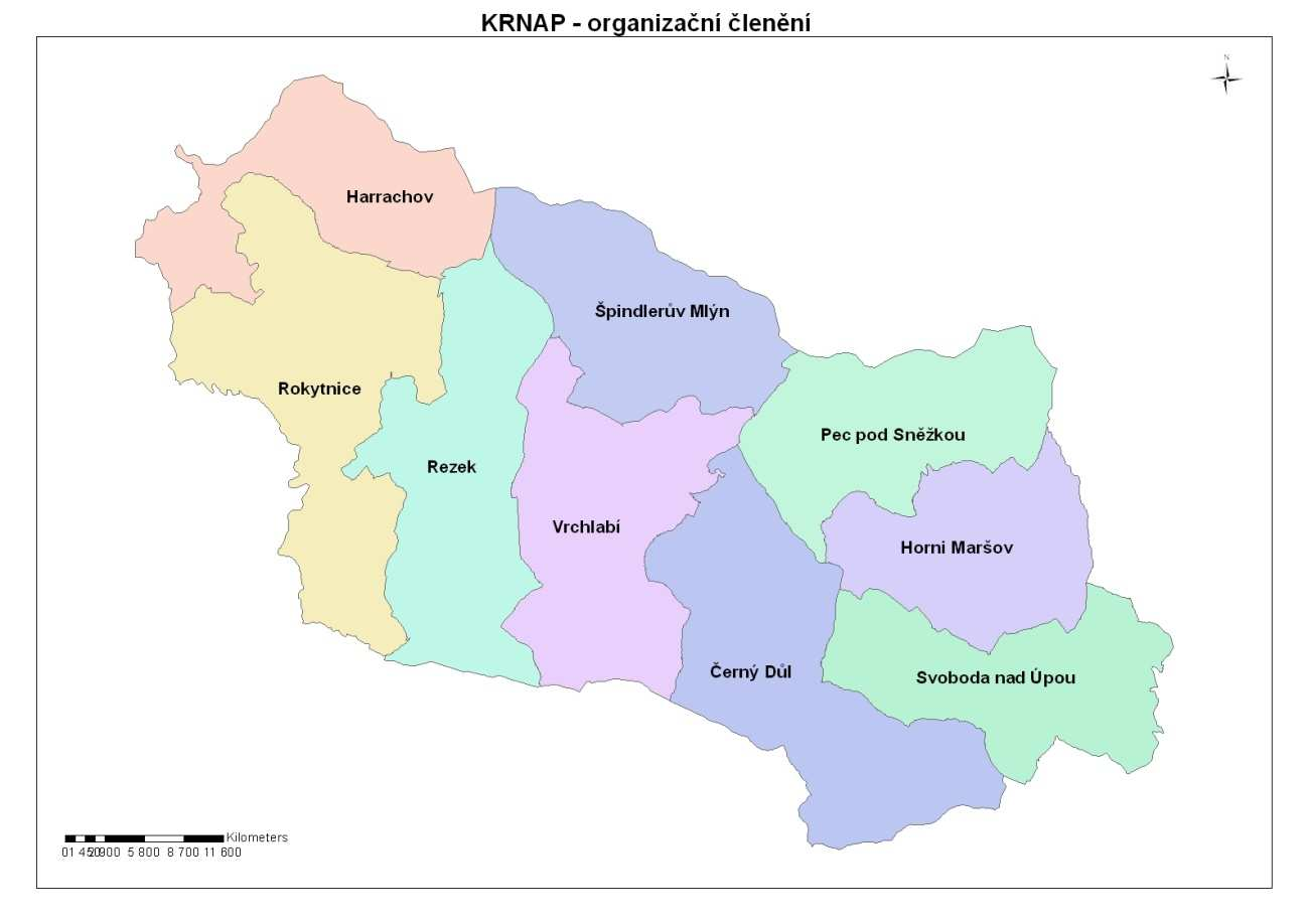 Obr. 2 KRNAP - organizační členění 3.2. Přírodní podmínky oblasti 3.2.1.
