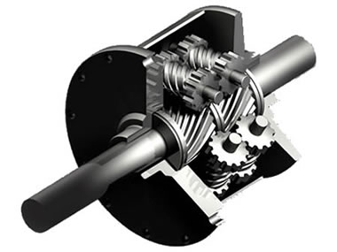 Diferenciál Torsen (Torque-Sensing) Název samosvorného šnekového (šroubového) diferenciálu vyvinutého a vyráběného americkou firmou Gleason Power Systems, je odvozený z jeho charakteristické