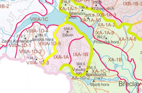 Pavlovských vrchů je Děvín (554,4 m 