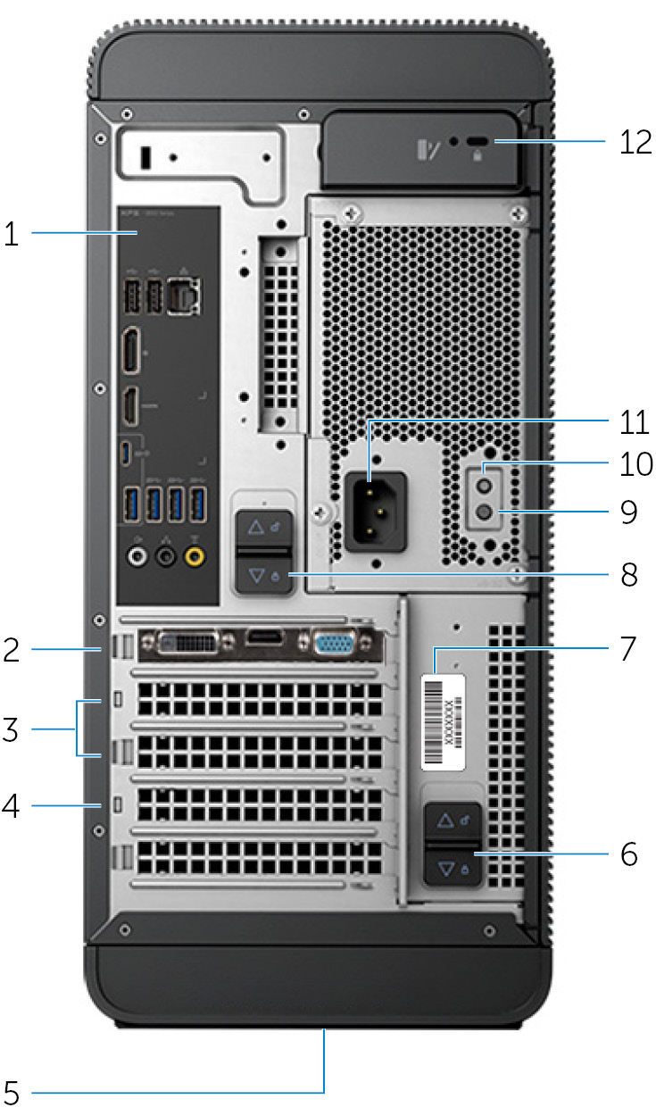 Back 1 Back panel Connect USB, audio, video and other devices.