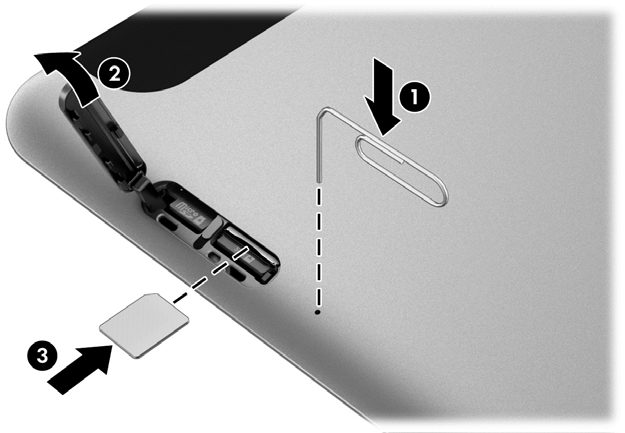 9. Vložte kartu Micro SIM do zásuvky pre kartu Micro SIM (3) alebo kartu MicroSD do