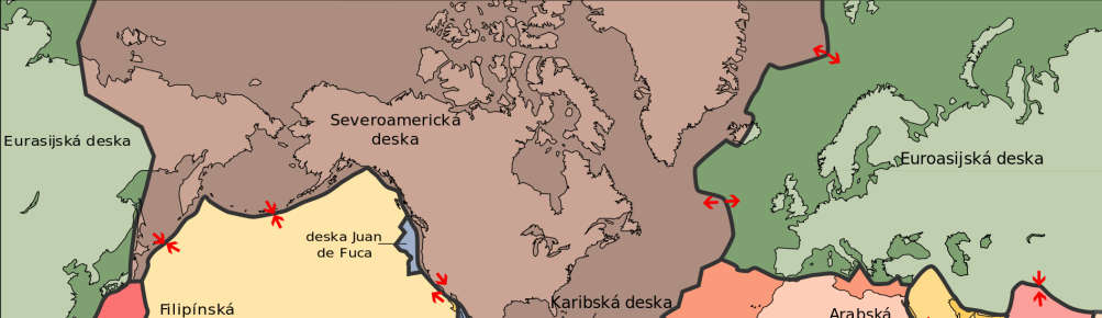 LITOSFÉRICKÉ DESKY Litosféra = zemská kůra + svrchní pevná část vnějšího pláště (celkem do 100 150 km