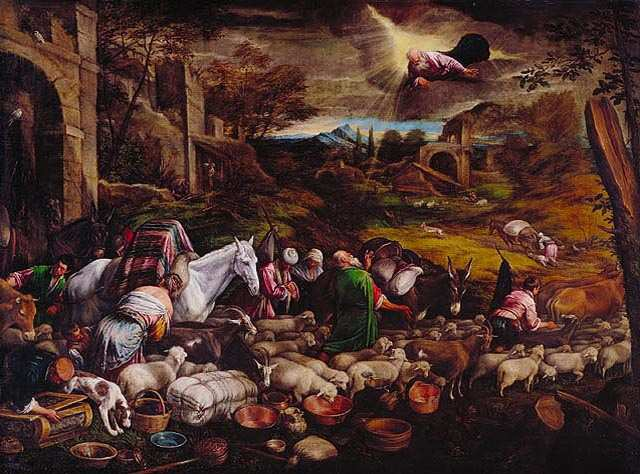 28. Odchod Abraháma do země Kanaán Jacopo Bassano a Francesco Bassano il Giovane,