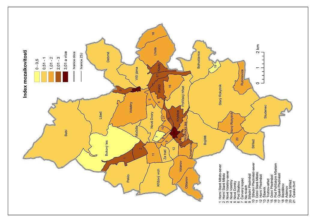 Obr.82: Celková mozaikovitost krajiny, 1841 (zdroj: vlastní návrh)