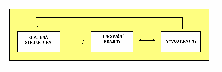 Obr.5: Vztah mezi krajinnou strukturou, vývojem krajiny a jejím fungováním (zdroj: upraveno podle Lipský, 1998) 4.2.