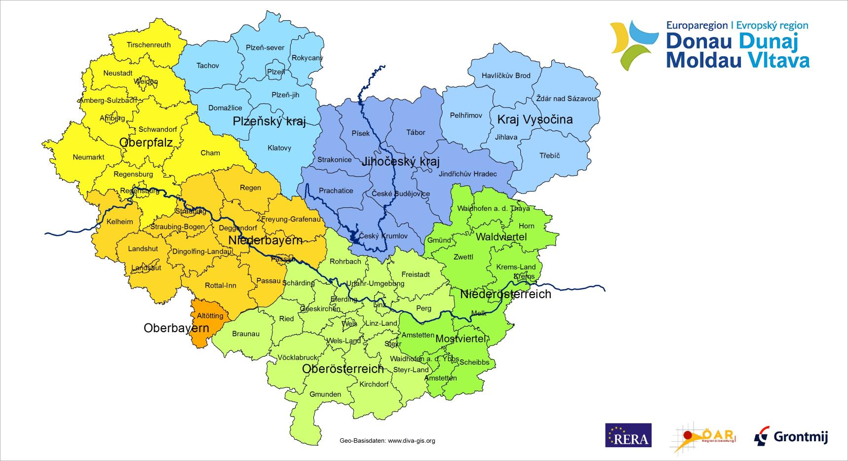 Příloha 2: Evropský region Dunaj Vltava geografické