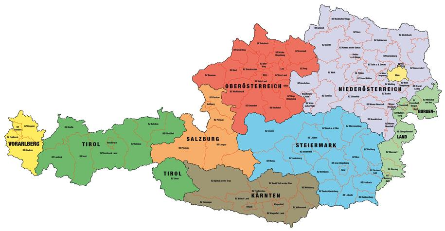 Příloha 6: Spolkové země Rakouska geografické vymezení