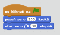 To lze vyřešit například použitím pera nebo vložením příkazu čekej mezi jednotlivé příkazy skoč.