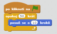 Ukázka možných řešení: 1) Toto je sice funkčně správné, avšak triviální řešení, které sice vykoná požadovaný pohyb, ale není vidět jedoucí automobil a není možno nastavit jeho rychlost Obrázek 3-5