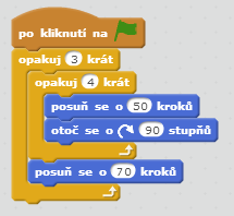 a) řešení s využitím bloku x b) řešení pomocí cyklu Obrázek 3-25 a)