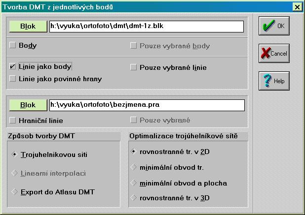 pyramidy. Po jeho potvrzení probíhá výpoet. Pokud byl výpoet úspšný, jsou výsledné nalezené body uloženy do bloku zadaného jména jako bodové objekty s databází atribut.