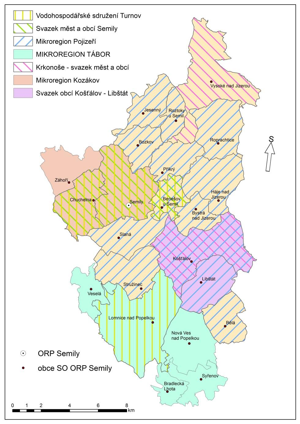 2 Souhrnná zpráva za všechny DSO v území Ve správním obvodu ORP působí 7 dobrovolných svazků obcí (Mikroregion Tábor, Svazek města a obcí, Mikroregion Kozákov, Mikroregion Pojizeří, Svazek obcí