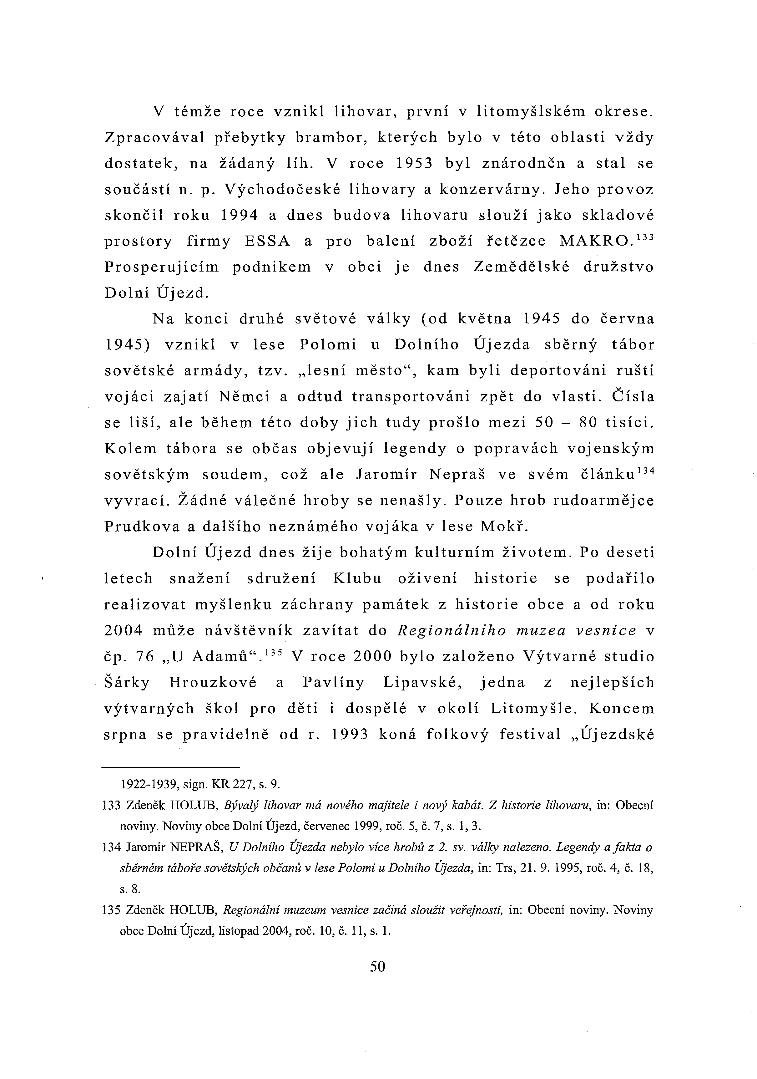V témže roce vznikl lihovar, první v litomyšlském okrese. Zpracovával přebytky brambor, kterých bylo v této oblasti vždy dostatek, na žádaný líh.