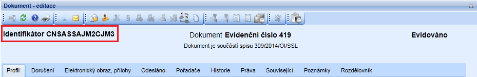 Pokud bude v Parametrech aplikace, v položce Vyřizující útvar v PD, nastaveno Používat zkratku spisového uzlu, tak se v Podacím deníku, v kolonce Přiděleno komu/ kdy, bude zobrazovat zkratka